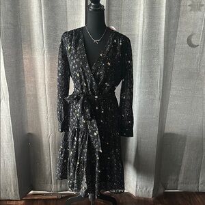 UNTUCKit Black Wrap Dress with Bell Sleeves